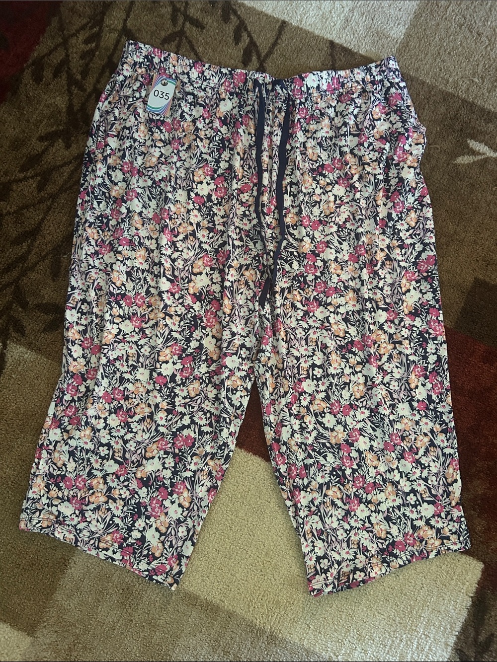 Floral Print Women's Drawstring pj/lounge pants - Pink & Cream